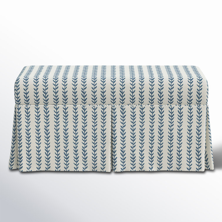 Wyatt Upholstered Storage Bench Birch Lane Color Vine Stripe Dusty Blue
